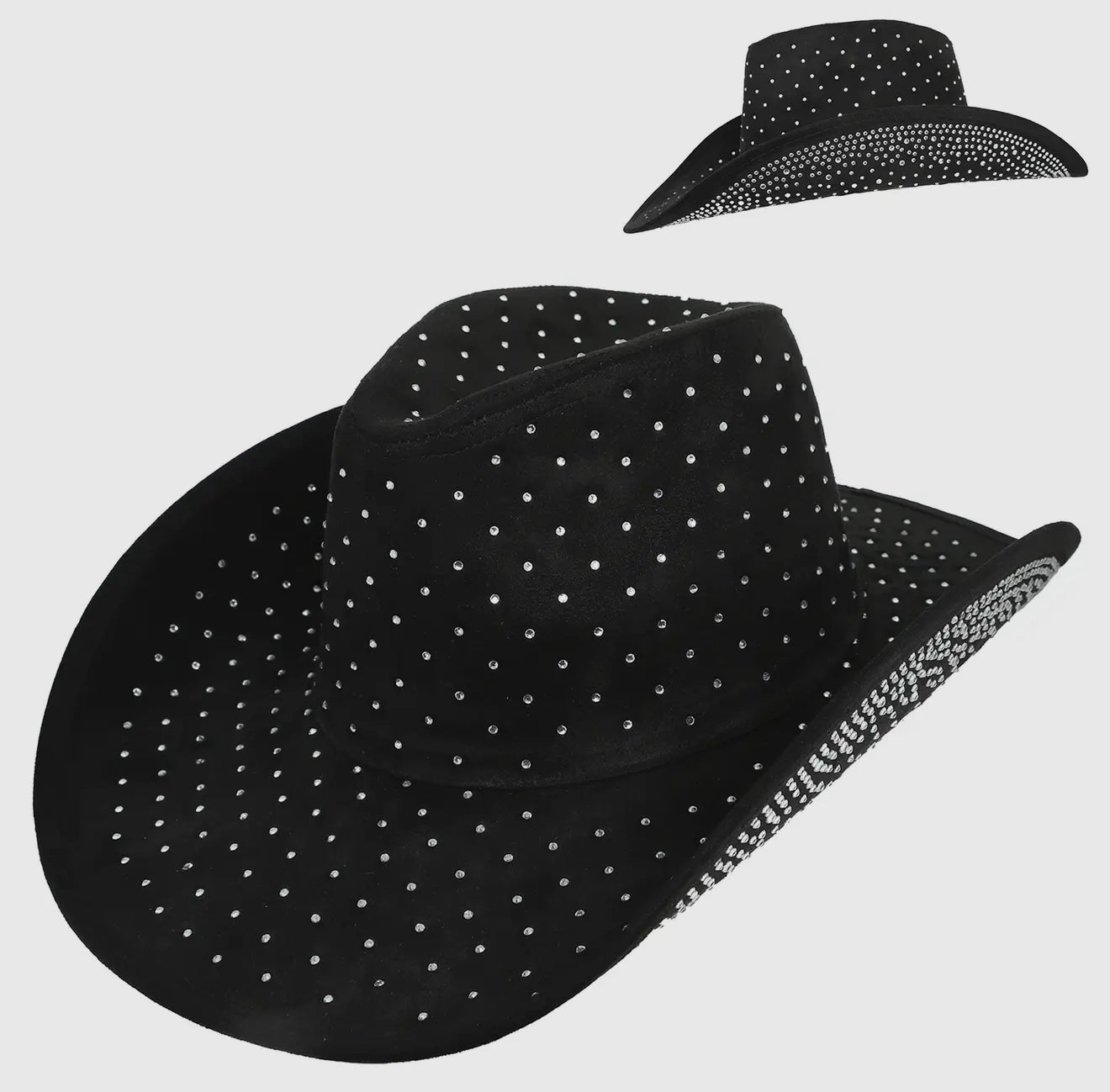 Black Rhinestones Cowgirl Hat
