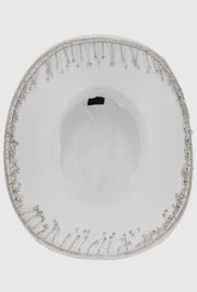 White Rhinestones Fringe Western Hat - Coastal Cowgirls