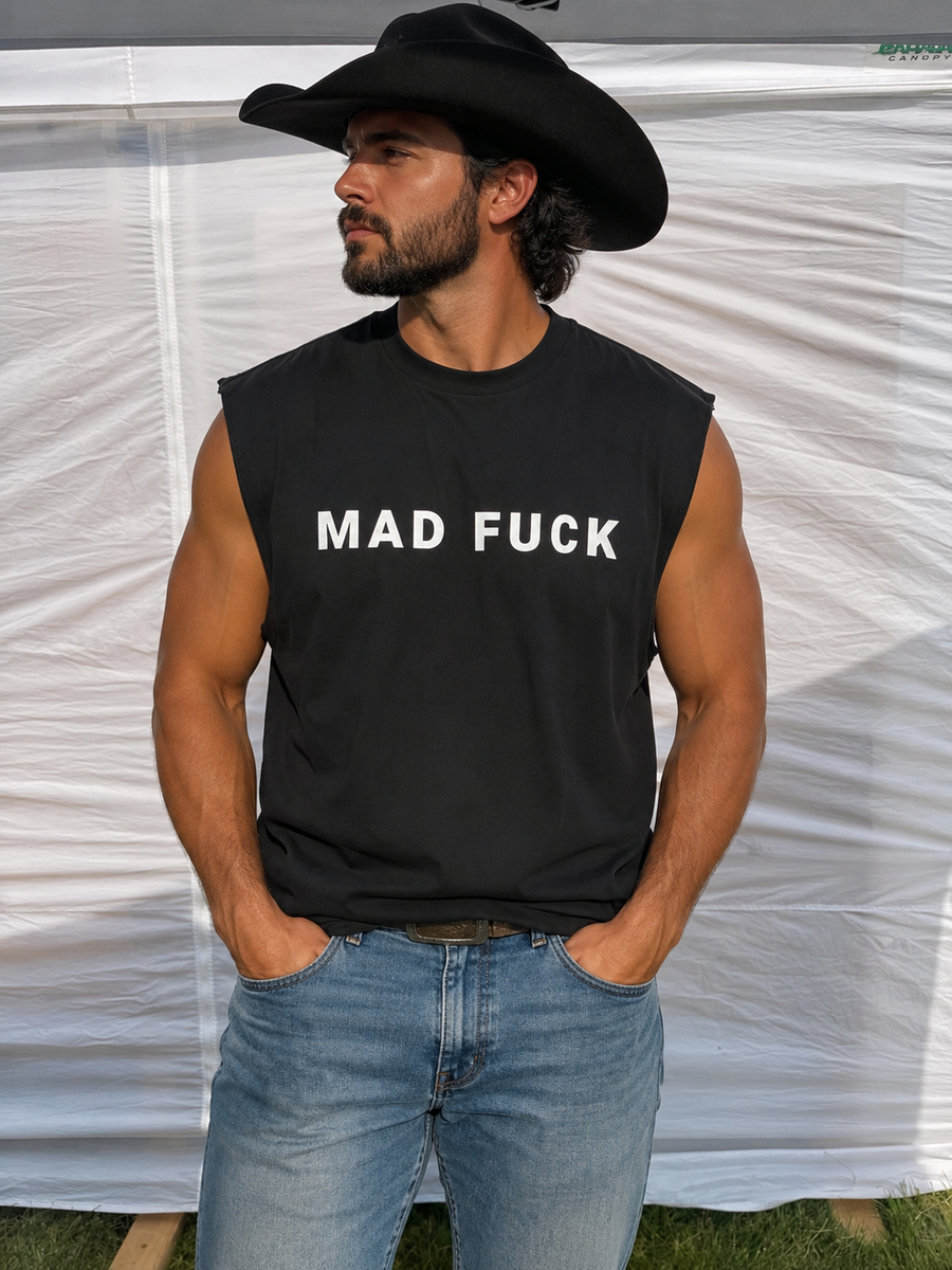 Mad Fuck Black Cotton Muscle Tee