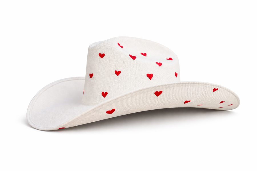 White Heart Cowboy Hat for Women