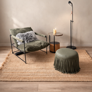 Leather Suede Ottoman Pouf