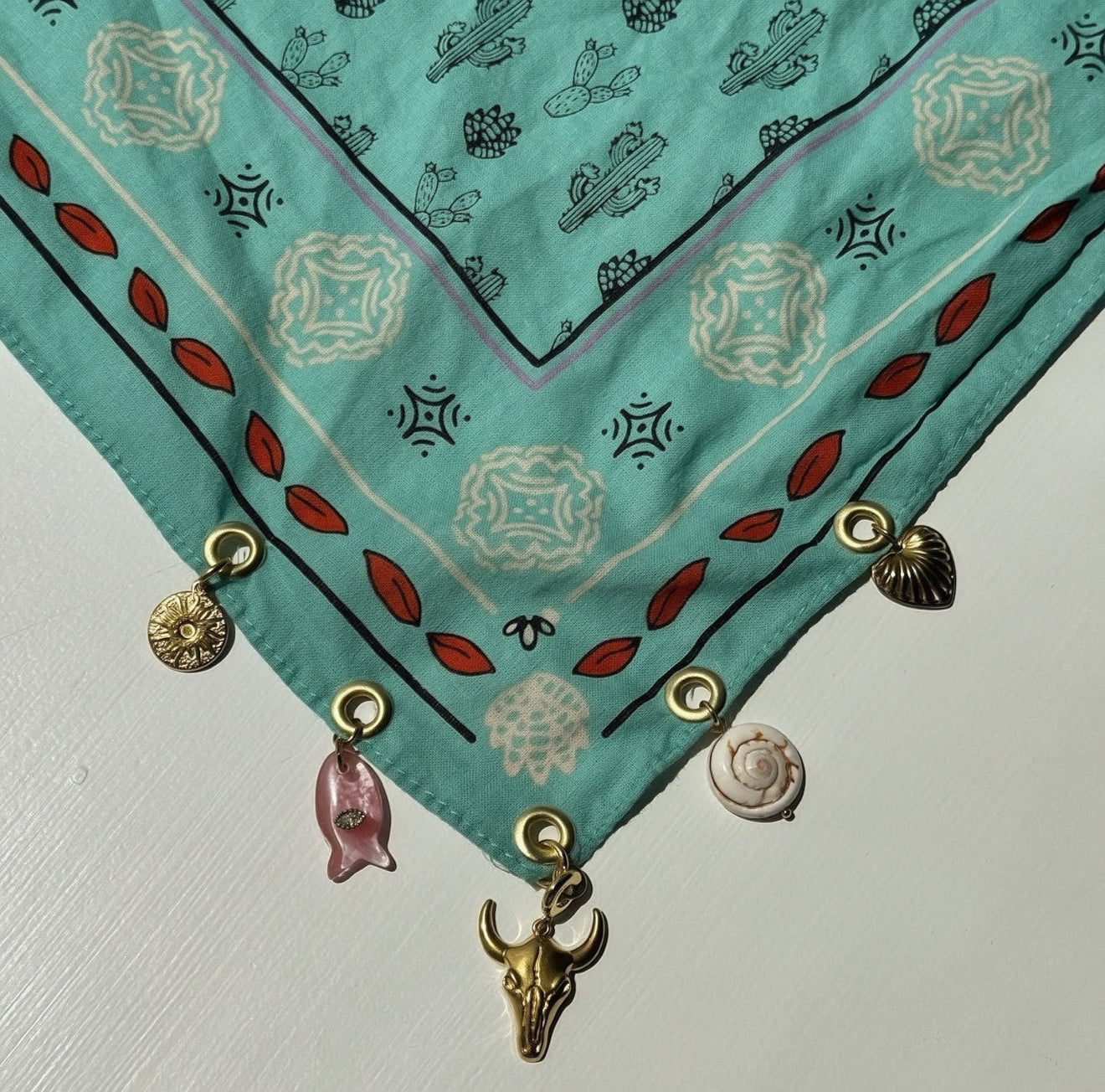 Wildflower Charm Bandana Scarf – Turquoise Western Statement Neck Scarf