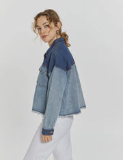 Two-toned Denim Western Shacket