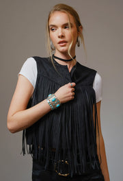 Black Fringe Western Vest