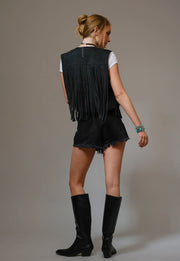 Black Fringe Western Vest