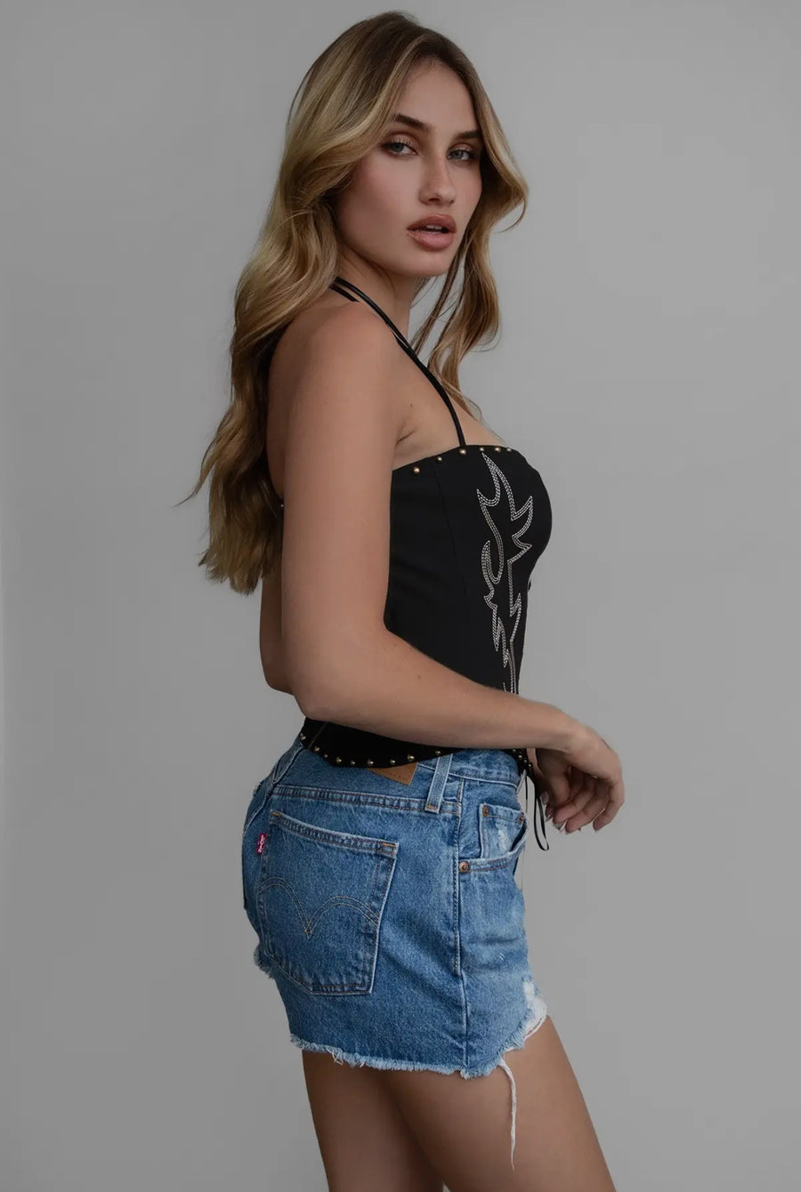 Black Western Bustier Top