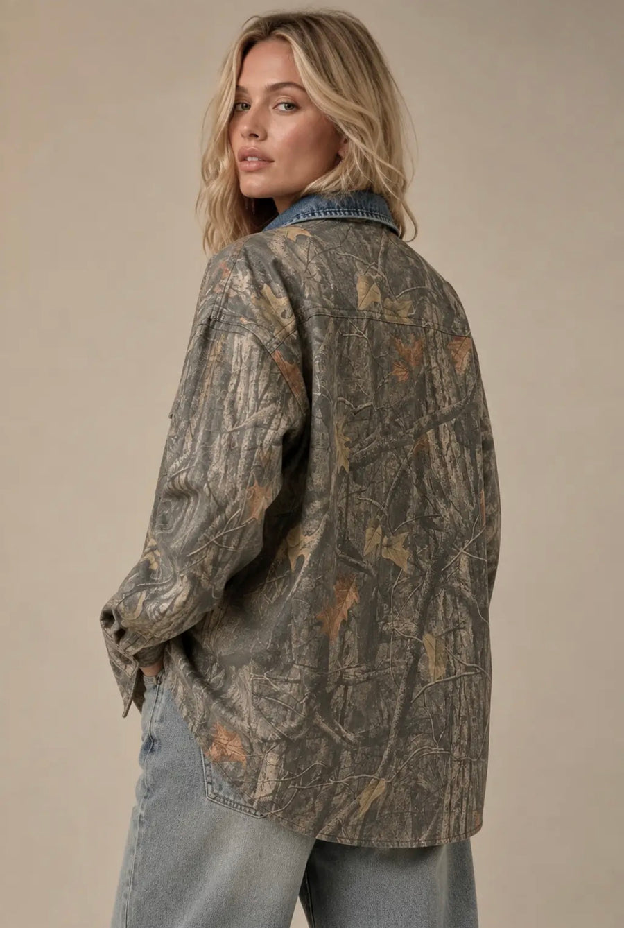 Wildwood Camo Denim Collar Overshirt