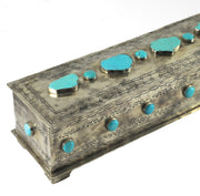 J. Alexander Rustic Silver Large Mantle Box with Turquoise