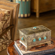 Small 9-Stone Turquoise Box | J. Alexander Rustic Silver