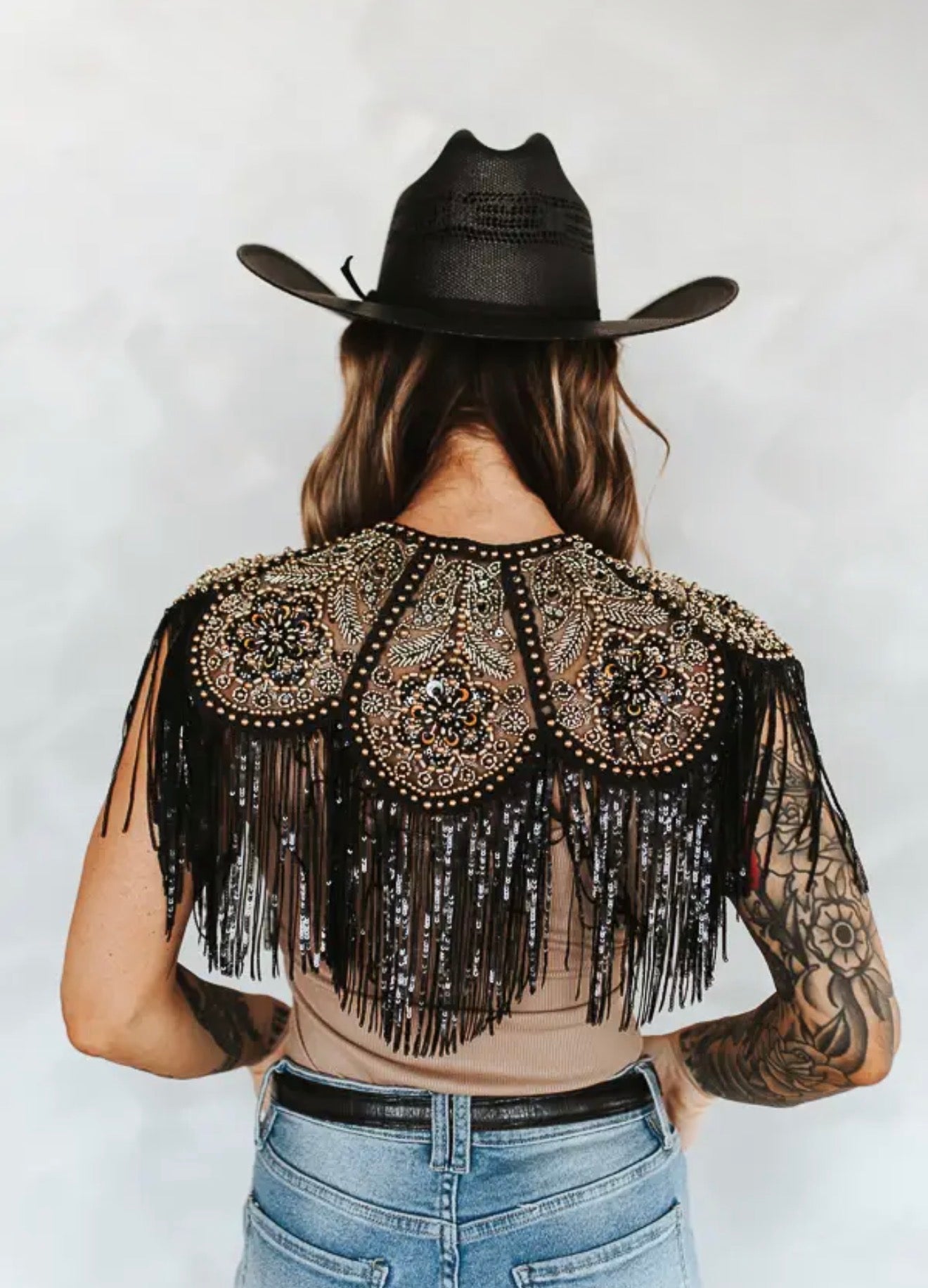 The Gilded Outlaw – Black & Gold Beaded Fringe Western Cape