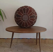 Handcraft Brown Moroccan Leather Pouf