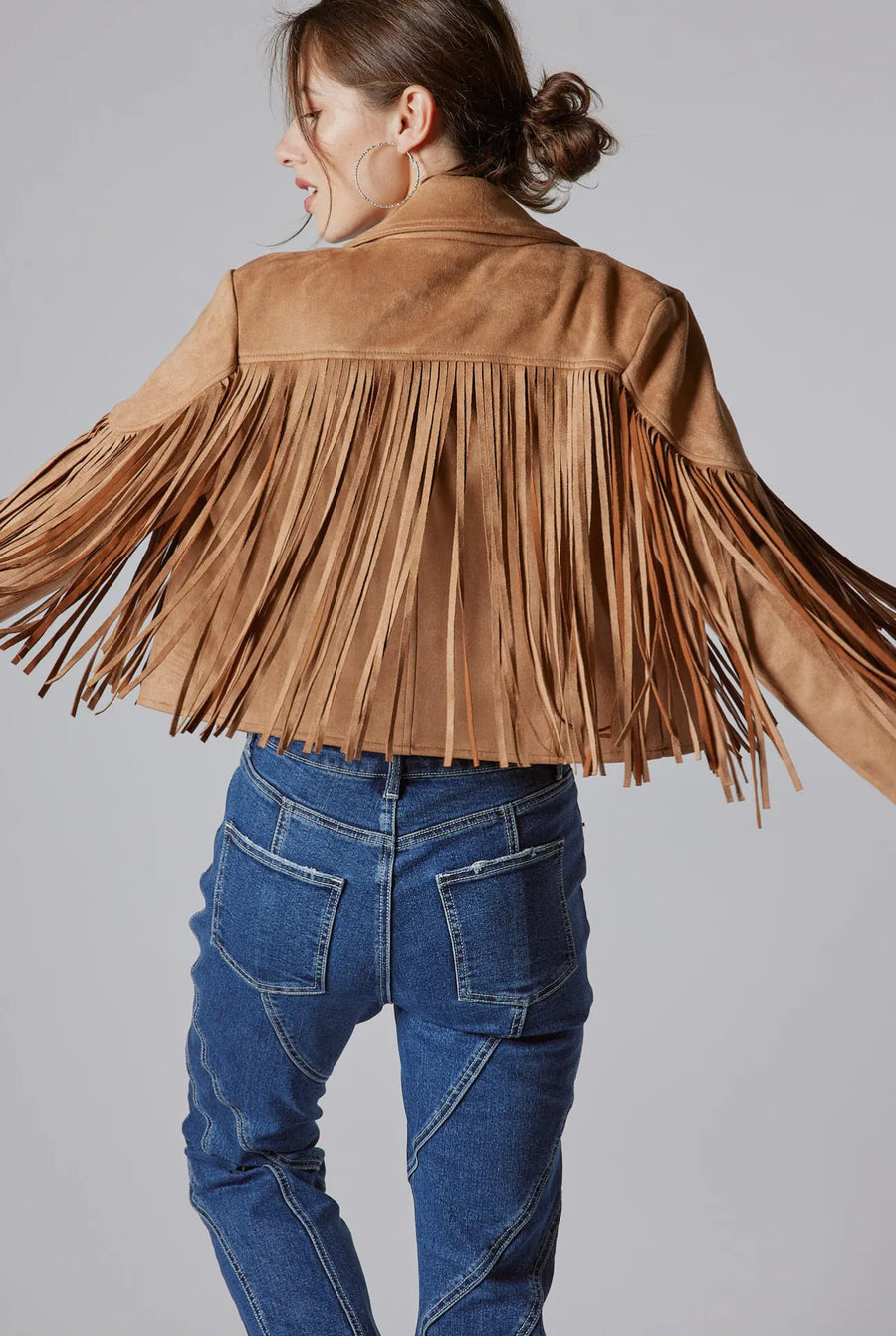 Camel Fringe Western Jacket