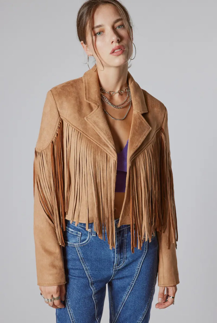 Camel Fringe Western Jacket