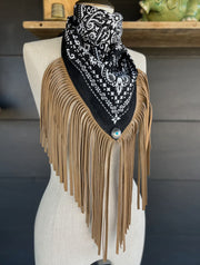 Leather Fringe Bandana Scarf