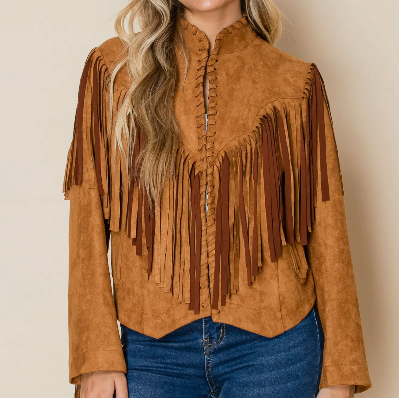 Brown Suede Fringe Western Jacket