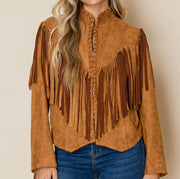 Brown Suede Fringe Western Jacket