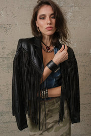 Austin Rhinestone Fringe Leather Jacket