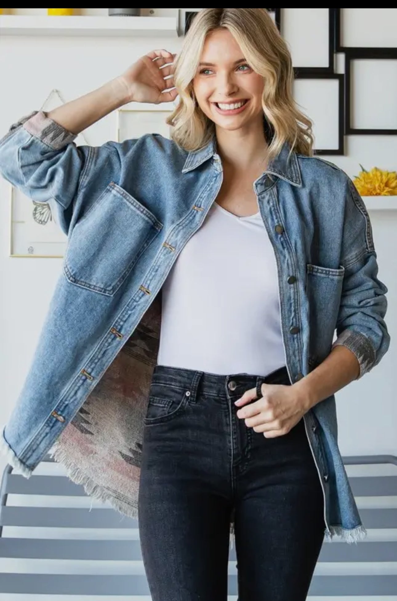 Chaqueta con estampado azteca de Chambray