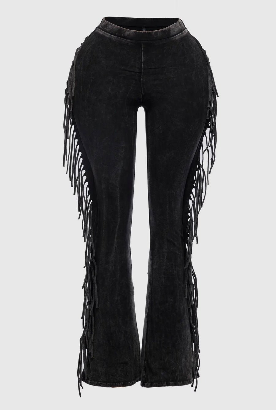 Black Bell Bottom Fringe Leggings