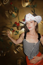 White Heart Cowboy Hat for Women