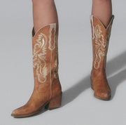 Journey Tan Leather Western Cowboy Boots