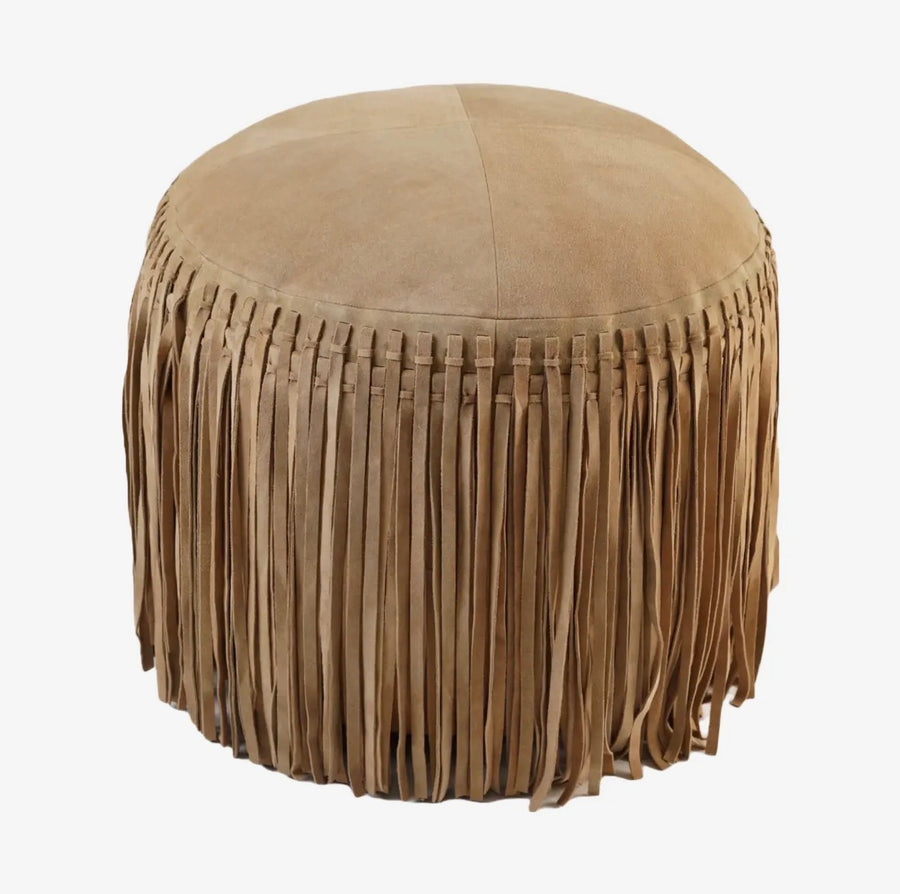 Leather Suede Ottoman Pouf