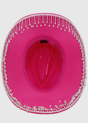 Pink Rhinestones Fringe Western Hat