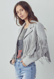 Sky Grey  Fringe Jacket