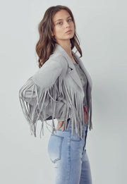 Sky Grey  Fringe Jacket