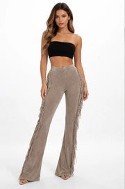 Taupe Fringe Leggings