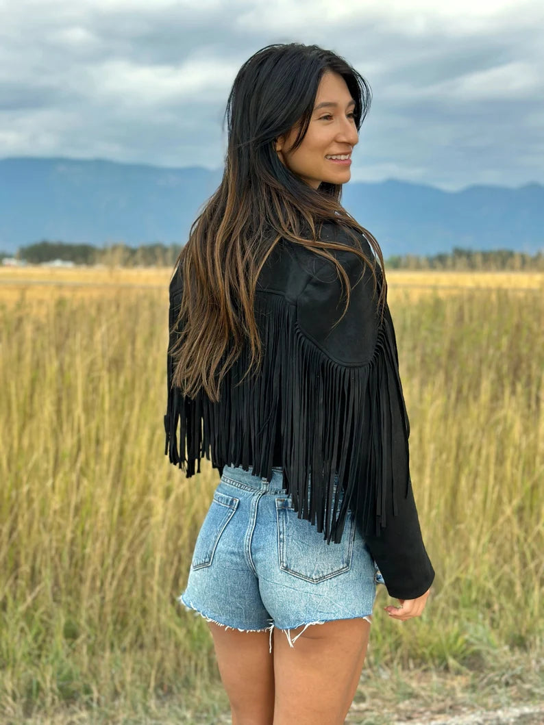 Fringe Suede Motorcycle Jacket