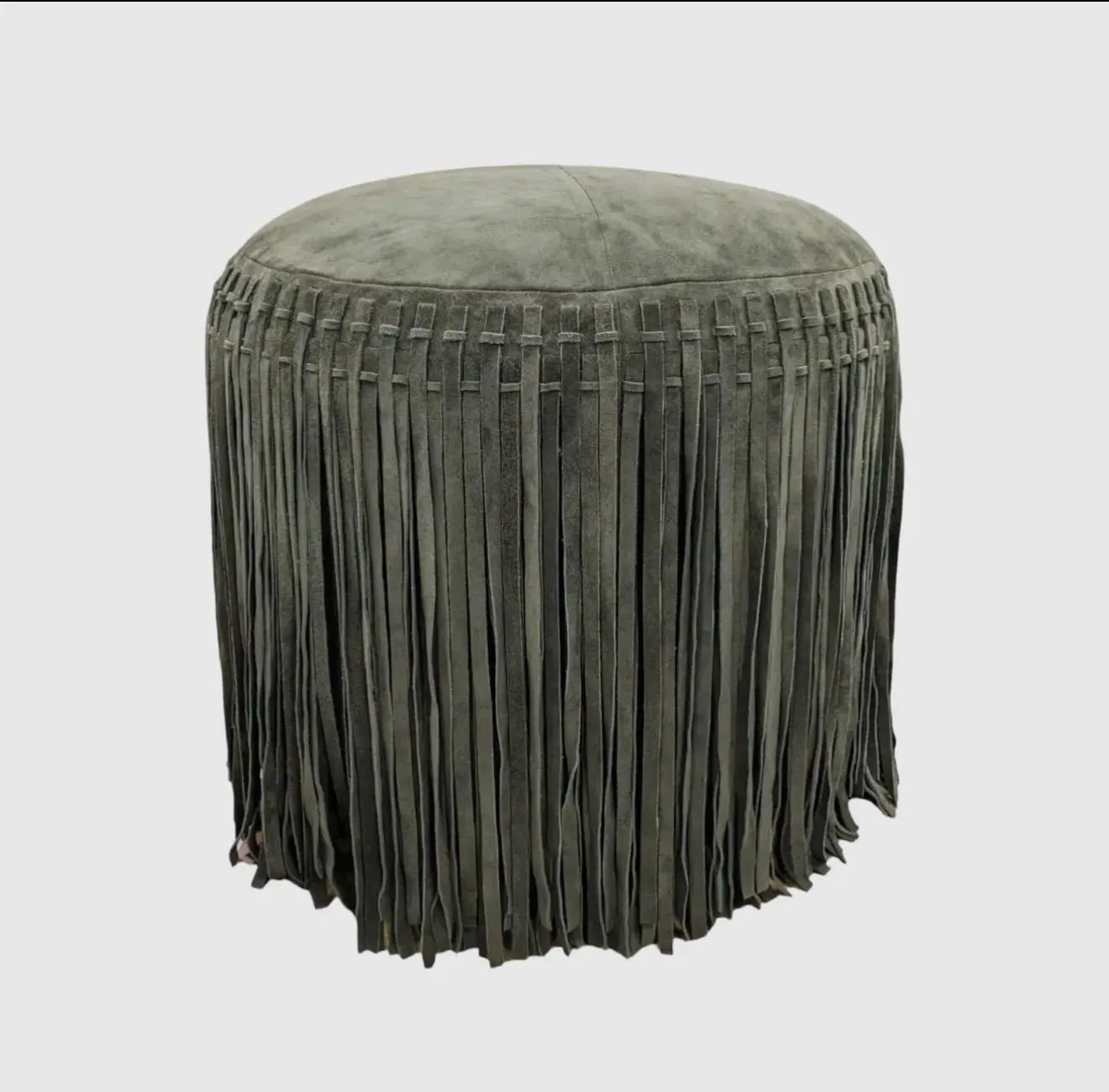 Leather Suede Ottoman Pouf