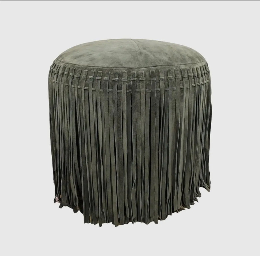 Leather Suede Ottoman Pouf