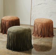 Leather Suede Ottoman Pouf