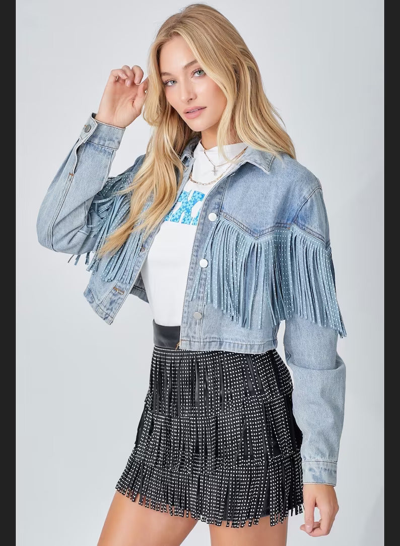 Kelsie Denim Fringe Jacket