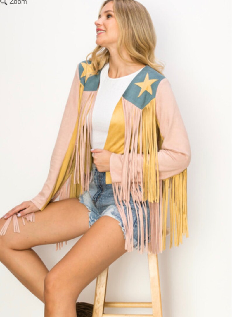 Chaqueta con flecos de mujer americana