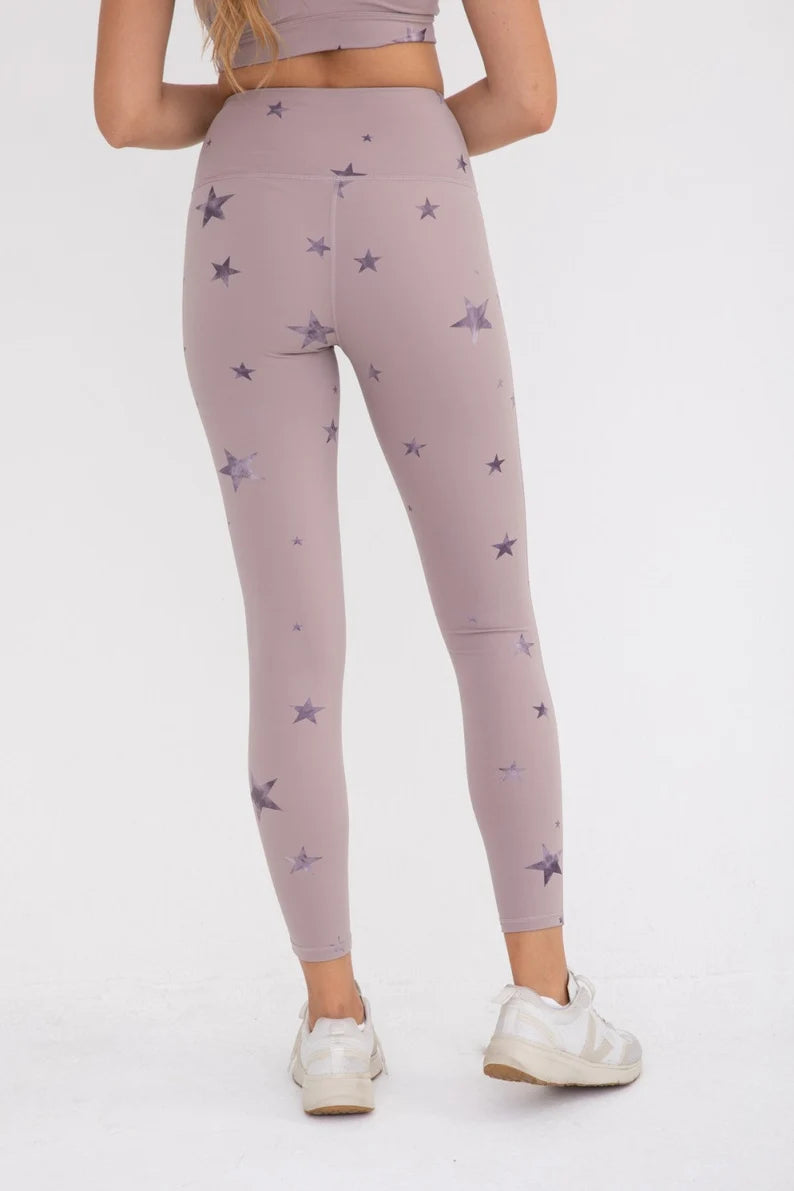 Leggings de yoga de cintura alta con estrellas jaspeadas